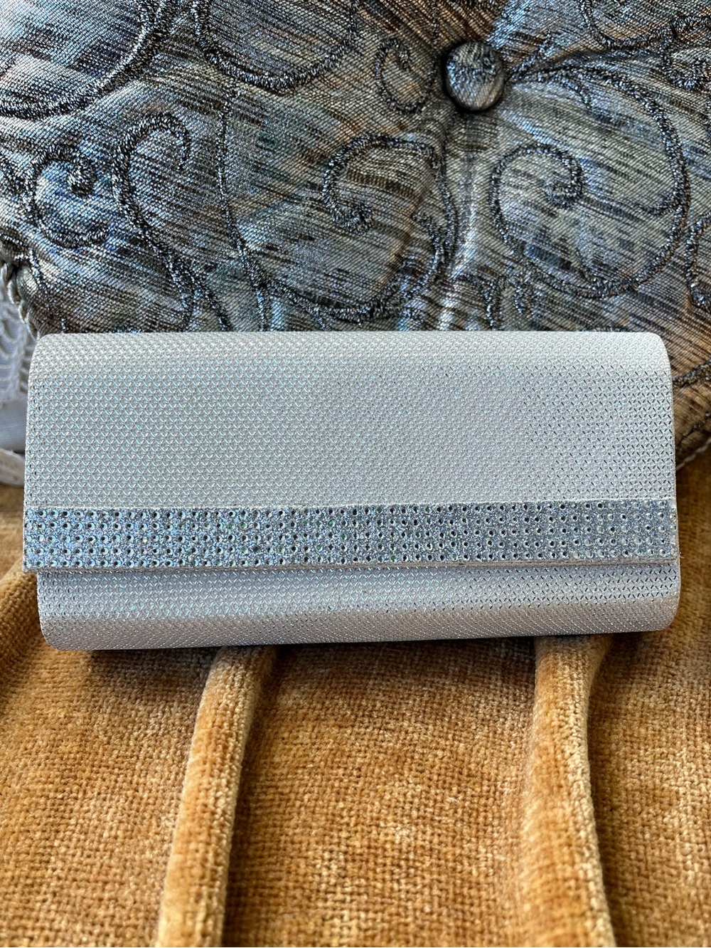 Judith Leiber Silver Mesh Clutch / Sunglasses Case
